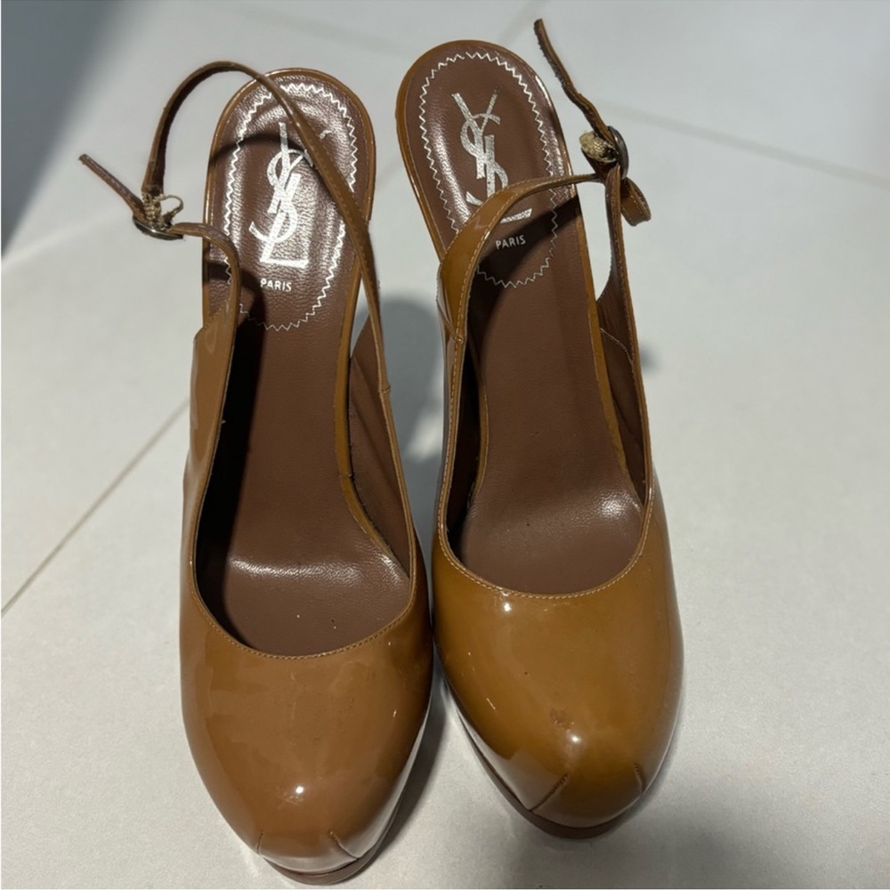 Yves Saint Laurent Tan Slingback Heels